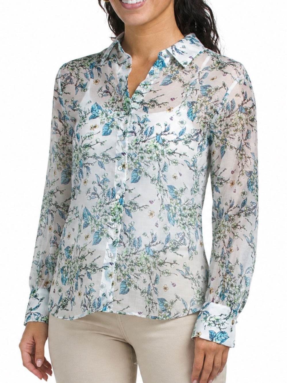 ELIE TAHARI FLORAL PRINT BLOUSE*******SIZE: SMALL